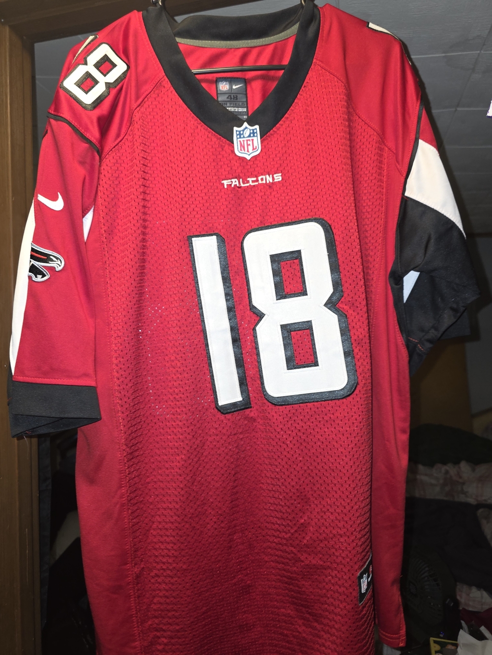Nike Red Atlanta Falcons #18  Football Jersey with Black & White Accents